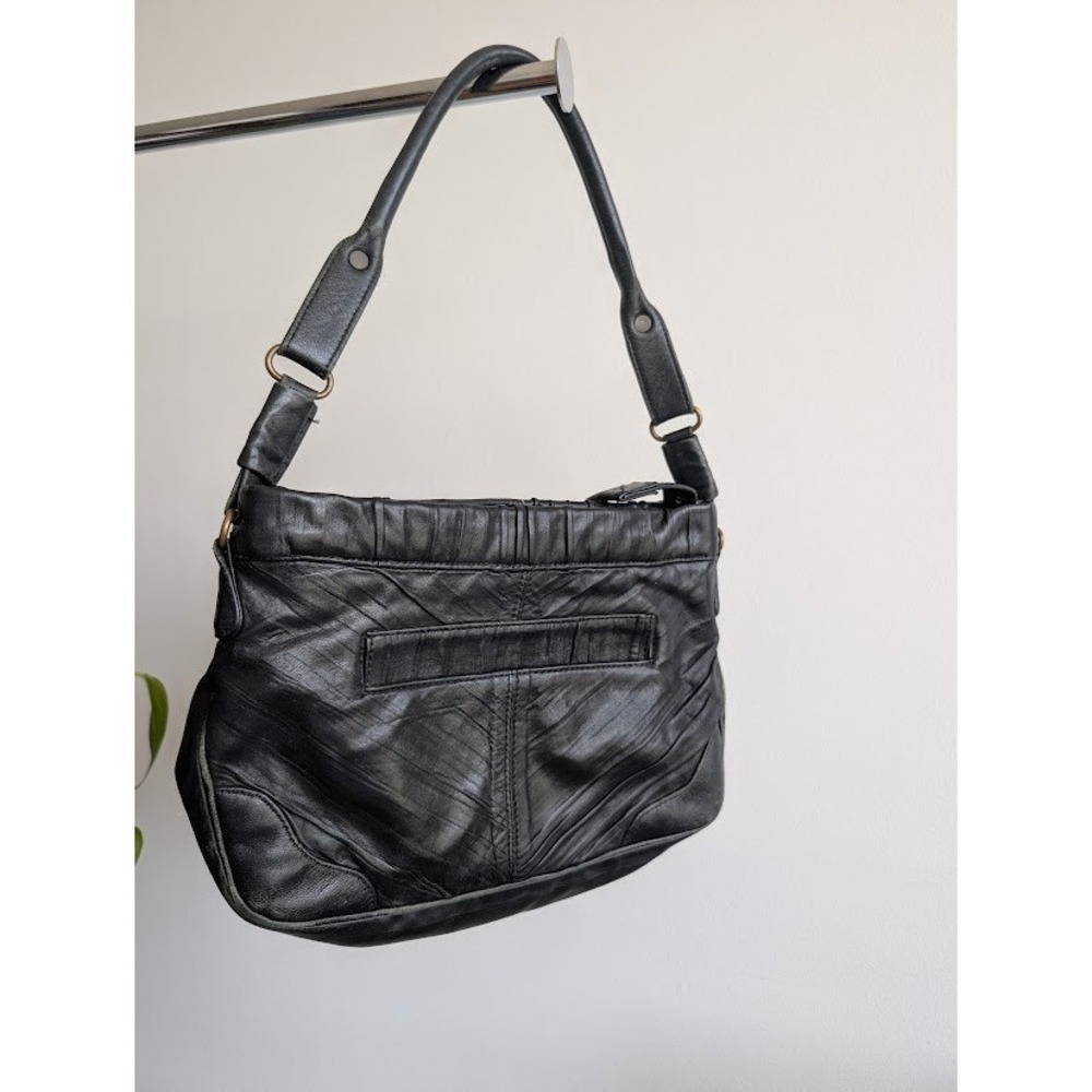 Vintage Y2K Kammi Reiss black hobo bag 12 by 9 inches textured leather purse